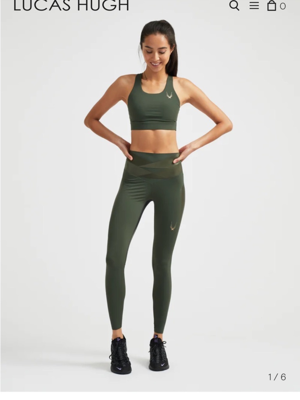 Lucas Hugh XS Olive Green Mesh Waist High Rise Leggings Activewear
